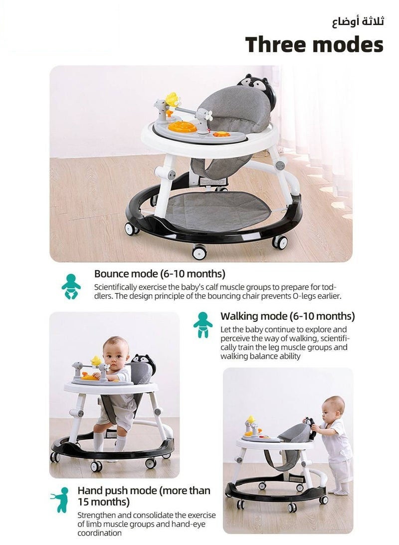 DURKU 3 in 1 Baby Walker With Parent Push Handle, Children Walkers with Wheels, Adjustable Height Multifunction and Big Comfortable Seat Cushion, Detachable Trampoline Mat for Infants Boys Girls - Image 3